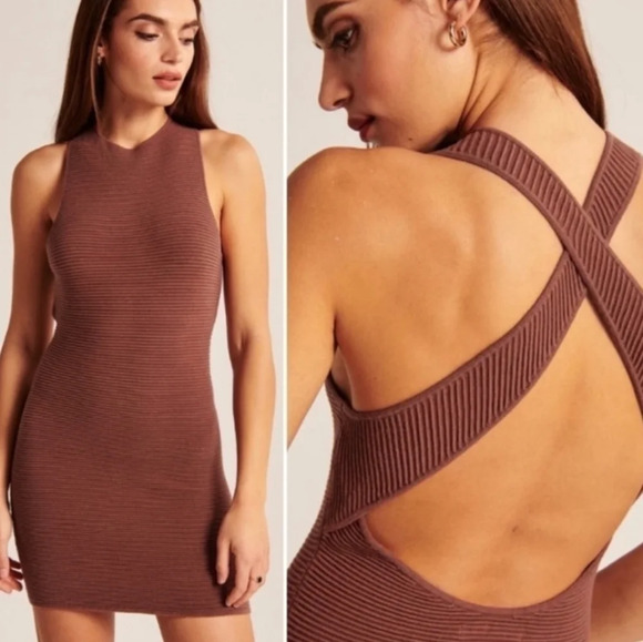 NWT || ABERCROMBIE & FITCH || Scuba Cross-Back Elevated mini dress - Picture 3 of 6